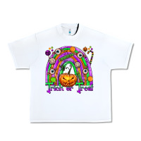 White Trick or Treat Halloween Rainbow Urban Heavy Tee - texasbilliewilder