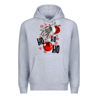 Heather Grey Ho ho ho skeleton Premium Hoodie - NancyCooperArtShop