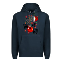 Navy Ho ho ho skeleton Premium Hoodie - NancyCooperArtShop