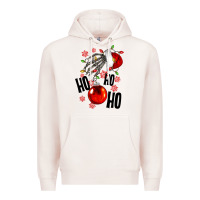 Pale Pink Ho ho ho skeleton Premium Hoodie - NancyCooperArtShop