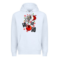 White Ho ho ho skeleton Premium Hoodie - NancyCooperArtShop