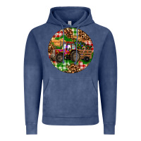 Vintage Denim Christmas Farm Red Tractor Vintage Hoodie - RanaPortraitStore