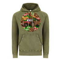 Vintage Olive Christmas Farm Red Tractor Vintage Hoodie - RanaPortraitStore