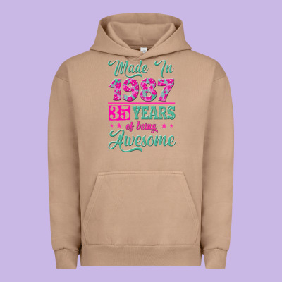 Made In 1987, 35 Years Of Being Awesome Urban Hoodie Designed By Jasminsmagicworld