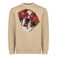 Mushroom Saint bernard with love glasses Heavyweight Sweatshirt - RanaPortraitStore