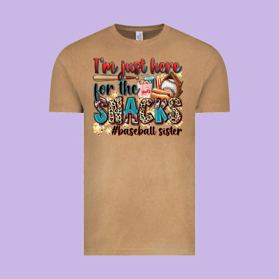 I'm Just Here For The Snacks #baseball Sister Vintage Tee Designed By Zillion Design Studio