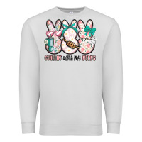 Dove Grey easter chilling with my peeps bunny Premium Sweatshirt - MaliasSmallBusiness