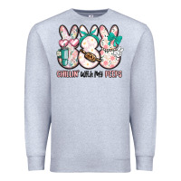 Heather Grey easter chilling with my peeps bunny Premium Sweatshirt - MaliasSmallBusiness