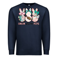 Navy easter chilling with my peeps bunny Premium Sweatshirt - MaliasSmallBusiness