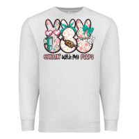 Oatmeal Heather easter chilling with my peeps bunny Premium Sweatshirt - MaliasSmallBusiness