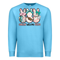 Ocean Blue easter chilling with my peeps bunny Premium Sweatshirt - MaliasSmallBusiness