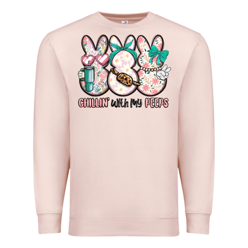 Easter Chilling With My Peeps Bunny Premium Sweatshirt by MaliasSmallBusiness | Teevron