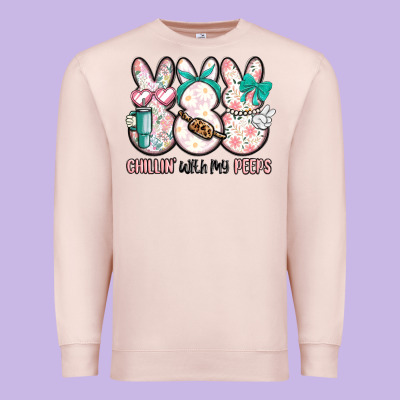 Easter Chilling With My Peeps Bunny Premium Sweatshirt Designed By Maliassmallbusiness