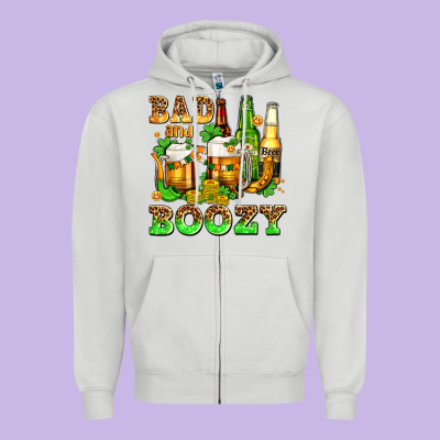 Bad And Boozy With Beer Zipper Hoodie Designed By Adodesignshop