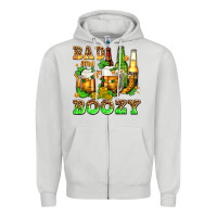 Dove Grey bad and boozy with beer Zipper Hoodie - AdoDesignShop