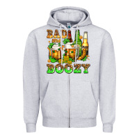 Heather Grey bad and boozy with beer Zipper Hoodie - AdoDesignShop