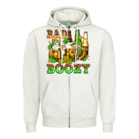 Oatmeal Heather bad and boozy with beer Zipper Hoodie - AdoDesignShop