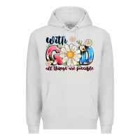Dove Grey With God All Things Are Possible Premium Hoodie - MaliasSmallBusiness