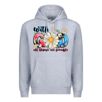Heather Grey With God All Things Are Possible Premium Hoodie - MaliasSmallBusiness