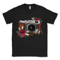 Black floral feather vintage camera Classic Tee - FaDigitalArtStudio