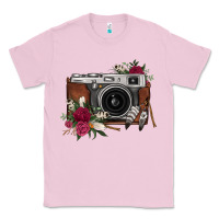 Bubblegum Pink floral feather vintage camera Classic Tee - FaDigitalArtStudio