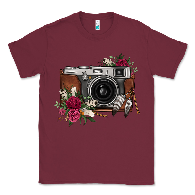 Floral Feather Vintage Camera Classic Tee by FaDigitalArtStudio | Teevron