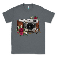 Charcoal Heather floral feather vintage camera Classic Tee - FaDigitalArtStudio