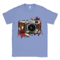 Colony Blue floral feather vintage camera Classic Tee - FaDigitalArtStudio