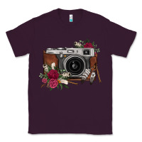 Plum floral feather vintage camera Classic Tee - FaDigitalArtStudio