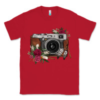 Red floral feather vintage camera Classic Tee - FaDigitalArtStudio