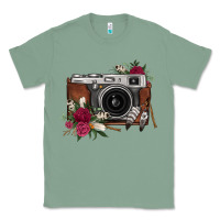 Sage floral feather vintage camera Classic Tee - FaDigitalArtStudio