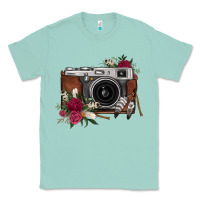 Seafoam floral feather vintage camera Classic Tee - FaDigitalArtStudio