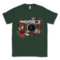 Sports Green floral feather vintage camera Classic Tee - FaDigitalArtStudio