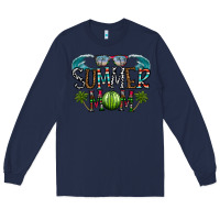 Navy summer mom Long Sleeve Tee - CowhideDigitalArt
