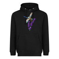 Black Dragonfly With Lavender Heavyweight Hoodie - LillyAllenDesigns