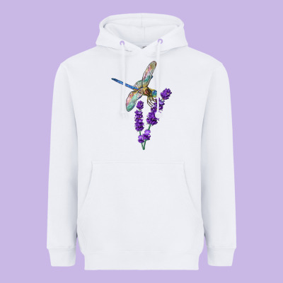 Dragonfly With Lavender Heavyweight Hoodie Designed By Lillyallendesigns