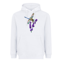 White Dragonfly With Lavender Heavyweight Hoodie - LillyAllenDesigns