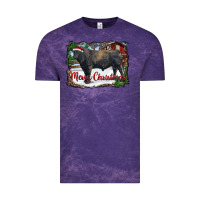 Cloud Purple merry Christmas black angus bull and farm Vintage Tee - RanaPortraitStore