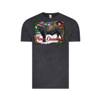 Vintage Black merry Christmas black angus bull and farm Vintage Tee - RanaPortraitStore