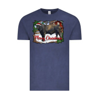 Vintage Denim merry Christmas black angus bull and farm Vintage Tee - RanaPortraitStore