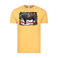 Vintage Mustard merry Christmas black angus bull and farm Vintage Tee - RanaPortraitStore