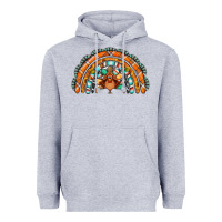 Heather Grey turquoise thanksgiving turkey rainbow Heavyweight Hoodie - Jasminsmagicworld