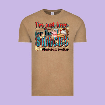 I'm Just Here For The Snacks #baseball Brother Vintage Tee Designed By Zillion Design Studio