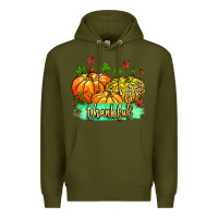 Army Green thankful pumpkins with glitter Premium Hoodie - MaliasSmallBusiness