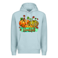 Blue Mist thankful pumpkins with glitter Premium Hoodie - MaliasSmallBusiness