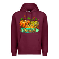 Burgundy thankful pumpkins with glitter Premium Hoodie - MaliasSmallBusiness