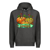 Charcoal Heather thankful pumpkins with glitter Premium Hoodie - MaliasSmallBusiness