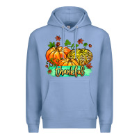 Colony Blue thankful pumpkins with glitter Premium Hoodie - MaliasSmallBusiness