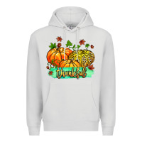 Dove Grey thankful pumpkins with glitter Premium Hoodie - MaliasSmallBusiness