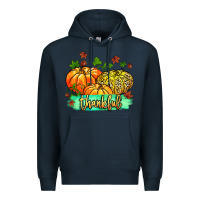 Navy thankful pumpkins with glitter Premium Hoodie - MaliasSmallBusiness